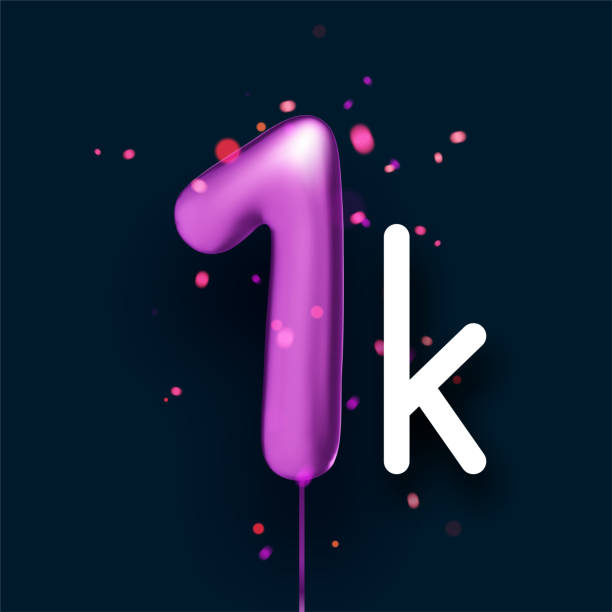 1k знак фиолетовые воздушные шары с нитями на черном фоне. - balloon pink black anniversary stock illustrations