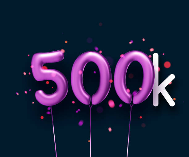 500k знак фиолетовые воздушные шары с нитями на черном фоне. - balloon pink black anniversary stock illustrations