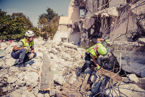 istock Rescuer search with help of rescue dog 1281489324