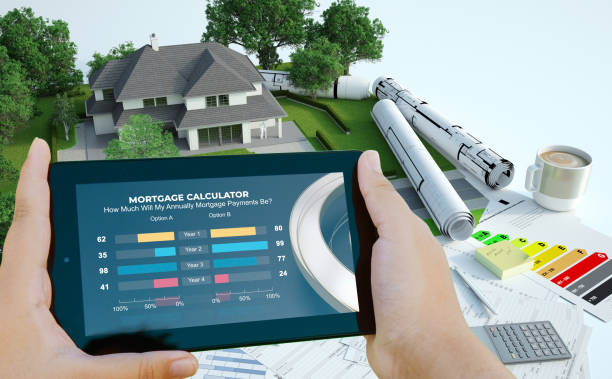 istock Mortgage calculator app and housing project 1281489703