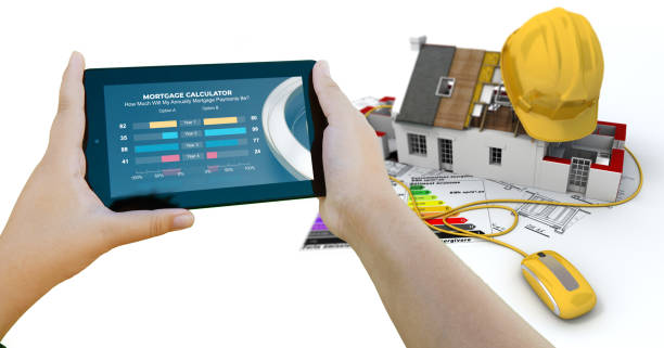 istock Mortgage calculator app and housing project 1281489778