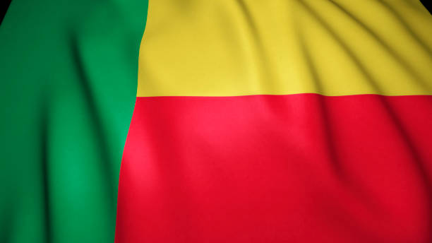 istock Waving realistic Benin flag background. 3d illustration 1281489956