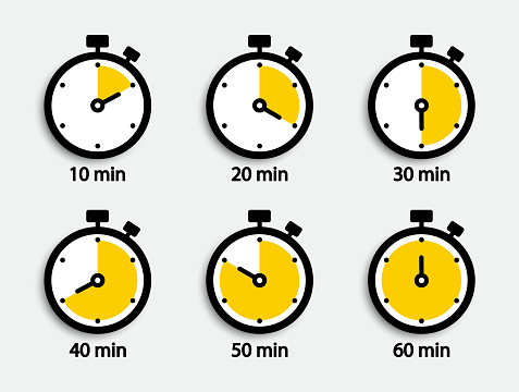 Set of stopwatch icons. Timers set. Clock, time and countdown. Vector elements.