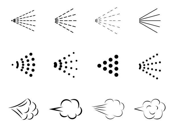 ilustrações, clipart, desenhos animados e ícones de conjunto de ícones de spray. elementos vetoriais. - espirro de tinta