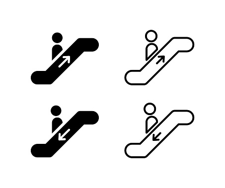 Escalator signs. Elevator vector icon.