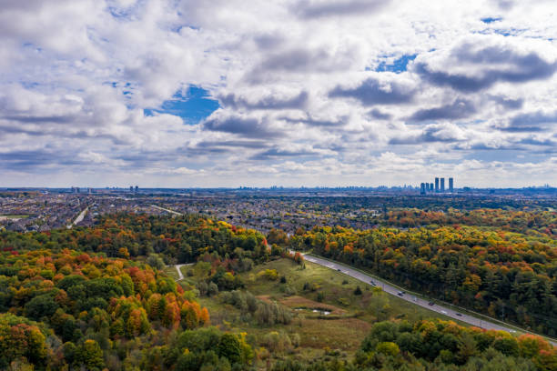 istock Rutherford Road and Boyd Conservation Park in fall, Woodbridge, Vaughan, Canada 1281495479