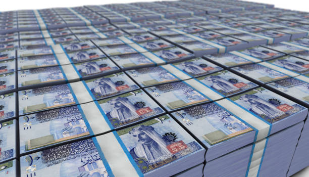 3D Pile of 10 Jordan Dinars Money banknote stock photo