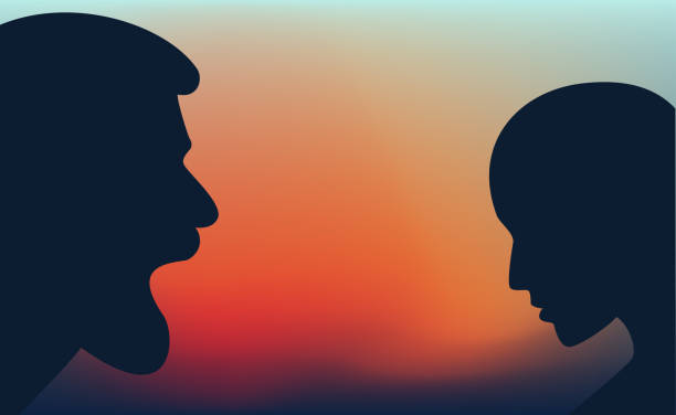 istock Man aggresive shouting, screaming at woman. Domestic violence. 1281501091