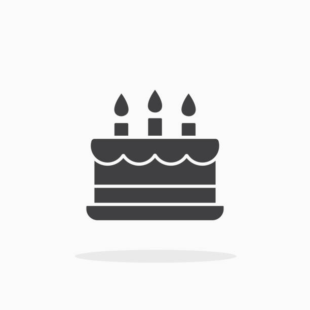 illustrations, cliparts, dessins animés et icônes de icône de gâteau d’anniversaire. - food and drink holidays and celebrations isolated objects birthdays