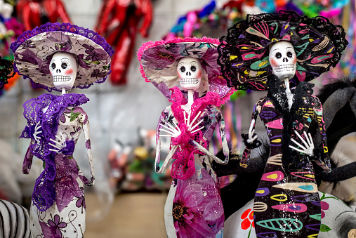 Mexican catrinas handcraft for day of the dead celebration