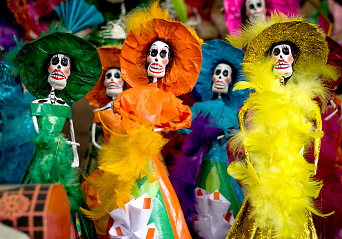 Mexican catrinas handcraft for day of the dead celebration