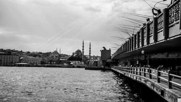 fishermen on the galata bridge, B&W istanbul image   17-10-2020 istanbul