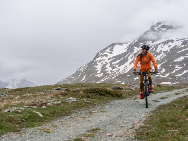 istock Mountain biker on trail, Switzerland 1281507455