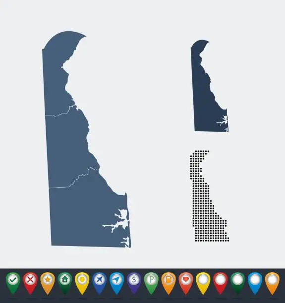 Vector illustration of Set maps of Delaware state