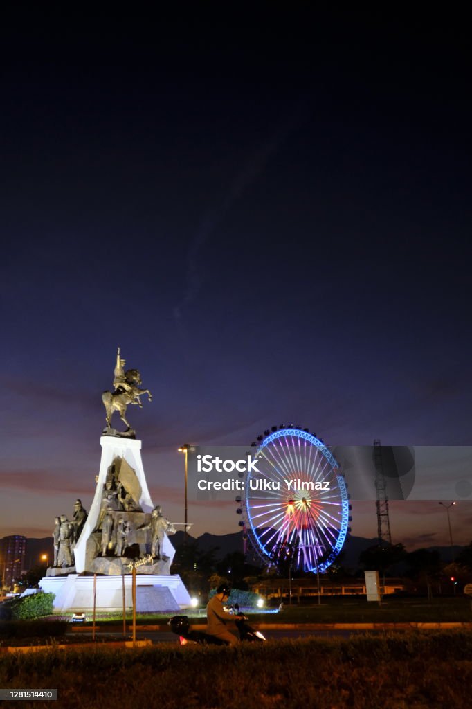 Ataturk Statue Ferris Wheel Antalya Province Stock Photo