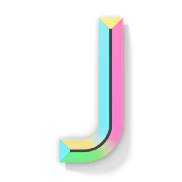 네온 색상 밝은 글꼴 문자 j 3d - letter j alphabet three dimensional shape green 뉴스 사진 이미지
