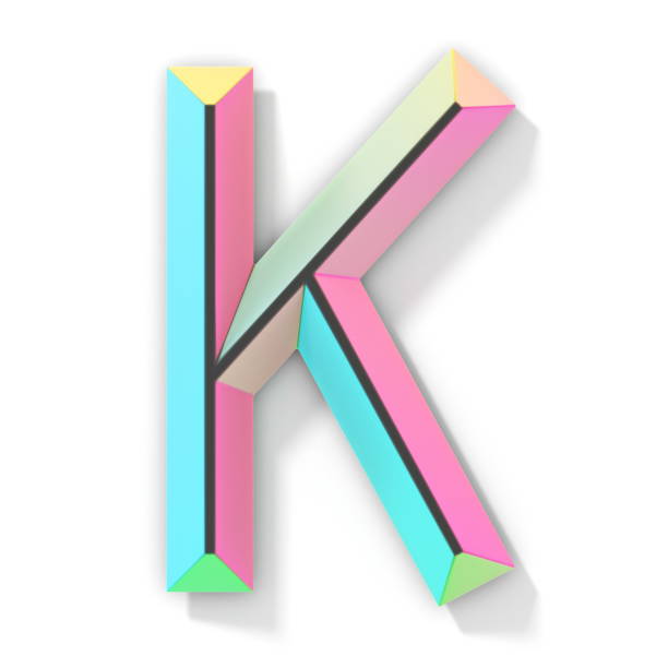 neon farbe helle schrift buchstabe k 3d - letter k alphabet three dimensional shape green stock-fotos und bilder