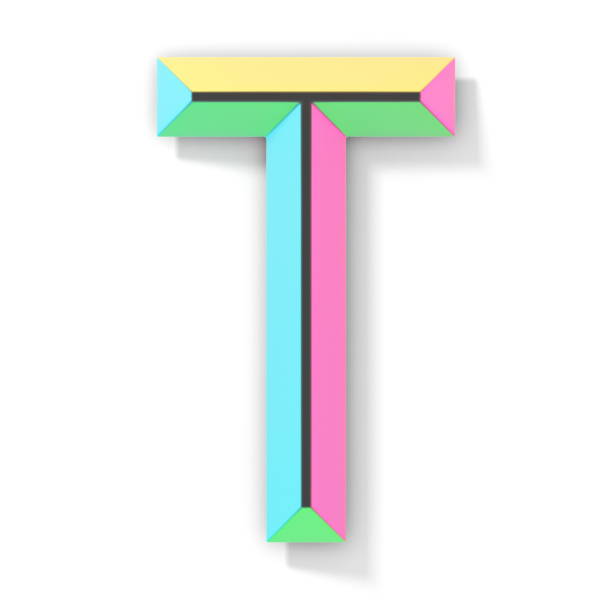 istock Neon color bright font Letter T 3D 1281520309