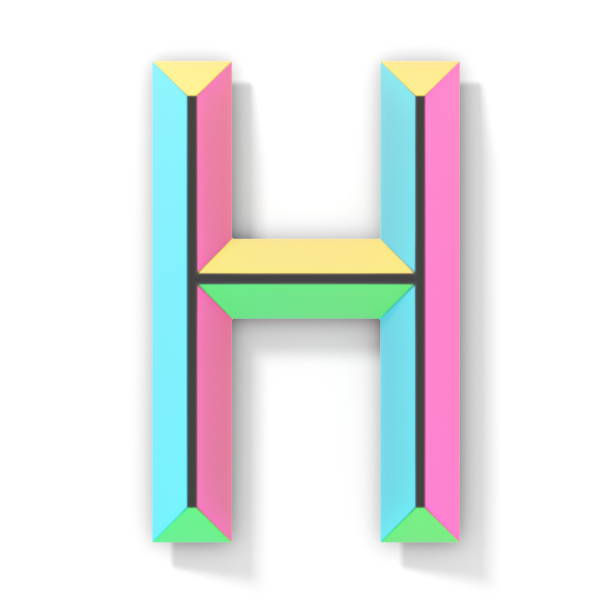 네온 색상 밝은 글꼴 문자 h 3d - letter h alphabet three dimensional shape green 뉴스 사진 이미지