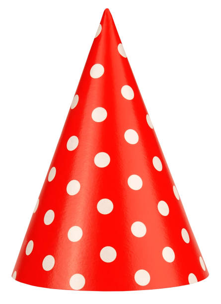 Lovely Birthday or dwarf hat made of paper isolated on white background stock photo