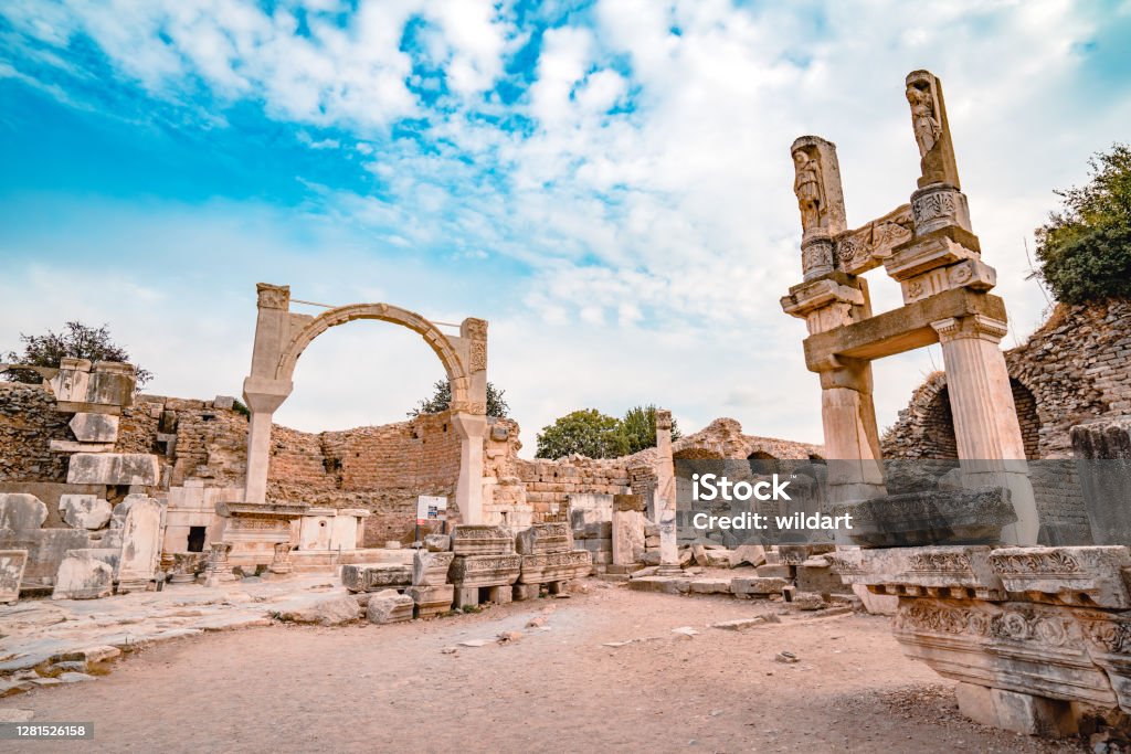 Old Ruins in Ephesus Ancient City Turkey - Middle East, Anatolia, Greek Culture, Roman, UNESCO World Heritage Centre Ephesus Stock Photo