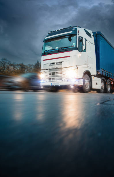 istock Truck in motion on Motorway in UK 1281529072