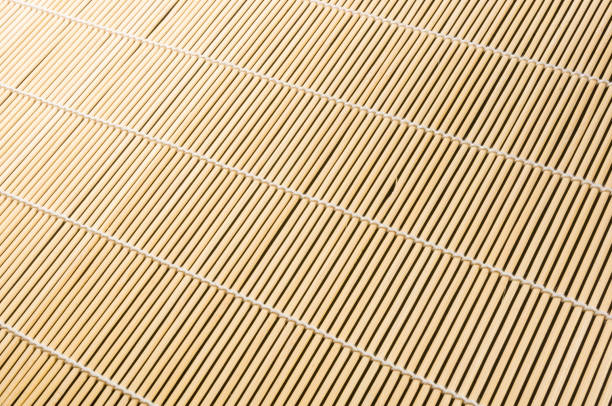 brown bamboo Mat - stand food, close-up, macro, black background