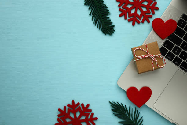 Christmas decoration with laptop