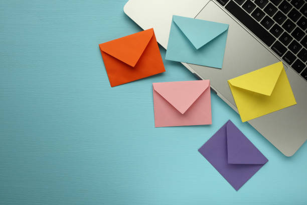 istock Colorful envelopes on laptop 1281537091