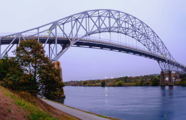 istock Twilight Landscape of Sagamore Bridge over Cape Cod Canal in Massachusetts in October 1281541990