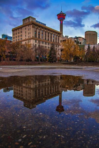 istock Downtown Calgary Reflections At Olympic Plaza 1281542182