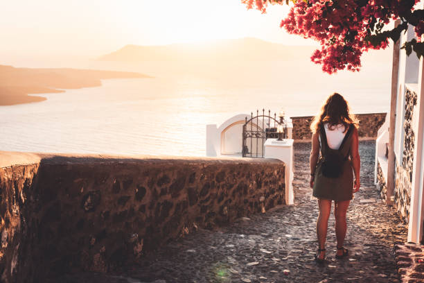 istock Sunset walk in Fira, Santorini 1281543528