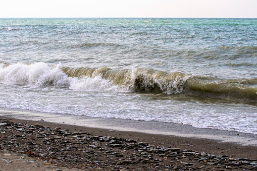 Waves cresting on the shore of Lake Erie