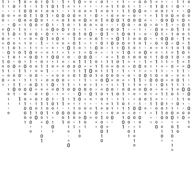 вектор матрицы фона. матрица двоичного кода. черно-белый цифровой фон с digits на экране. иллюстрация технологии данных. двоичный компьютерный - number backgrounds mathematics digital display stock illustrations