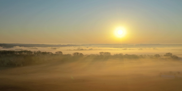 Midwest Drone Foggy Sunrise