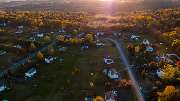 istock Sunset over the small American town in mountains. 1281556332