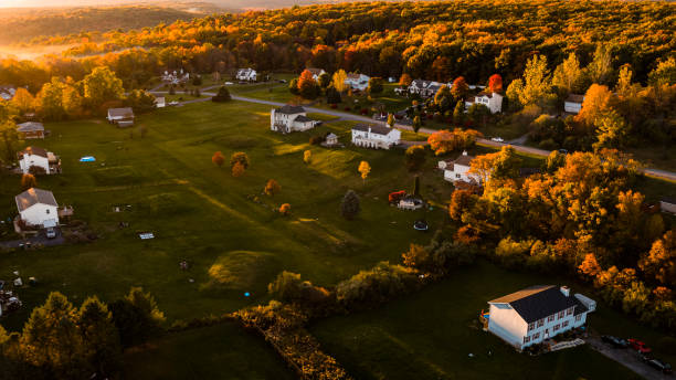 istock Sunset over the small American town in mountains. 1281556336