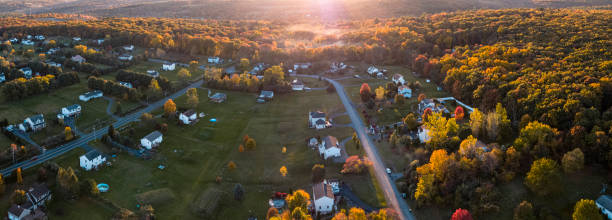 istock Sunset over the small American town in mountains. 1281556345