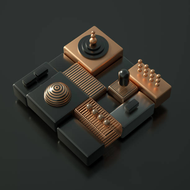 istock Modern minimalism futuristic background with cubes and balls. 3d illustration, 3d rendering. 1281559826