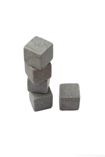 istock Whiskey stones close-up, isolate on a white background, place for text. 1281561723