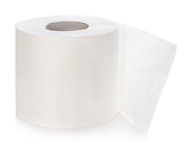 istock Toilet paper isolated on white background. 1281562106