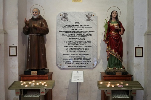 Noto, Sicily, Italy - August 26, 2020: Interior of the Church of San Francesco