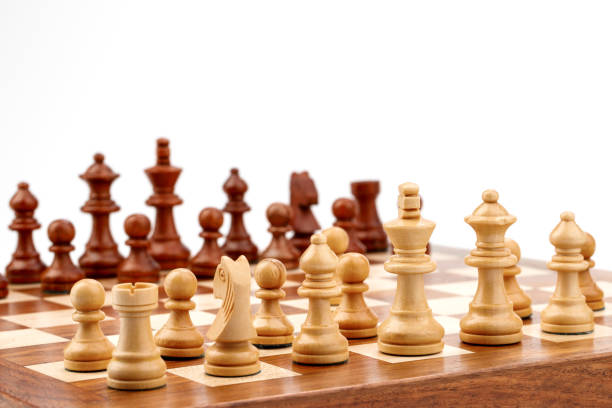 istock Wooden chess pieces on the Board, isolate 1281572766