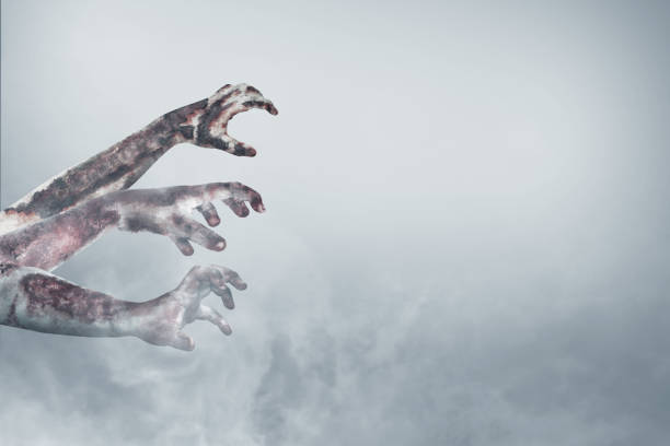 istock Zombie hand with blood and wound 1281572953