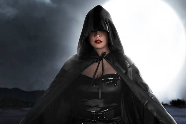 istock Asian witch woman with a cloak standing 1281572973
