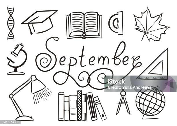 September Object Vector Set Of Hand Drawn September Elements Isolated On White Background Stock ...