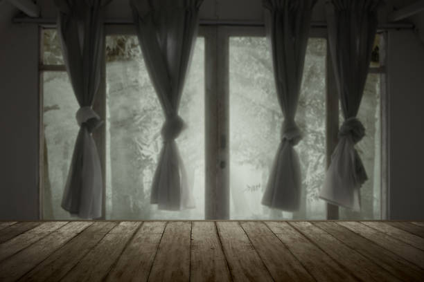 istock Wooden table in an abandoned house 1281574297