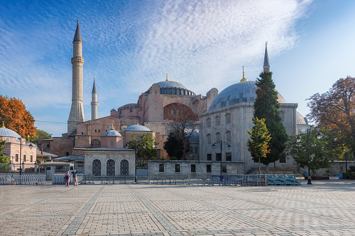 Hagia Sophia in autumn time, Istanbul, Turkey. One of the oldest and the most prominent landmarks in Turkey.
