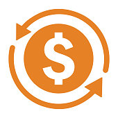 istock Back, money, refund icon. Orange version 1281579246
