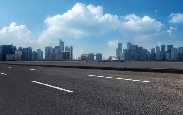 istock Freeway skyline and commercial financial center 1281580342